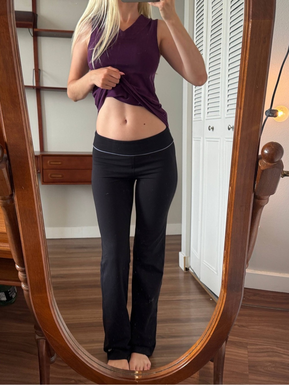 Tuff Athletics Black Flared Track yoga Pants